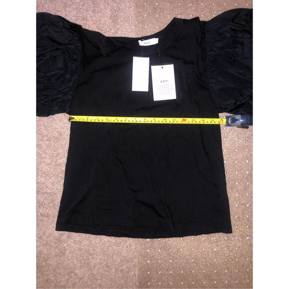 A.L.C. NWT Cassandra Taffeta Puff Sleeve T-Shirt Black, Size Small, MSRP $155 - Picture 6 of 7